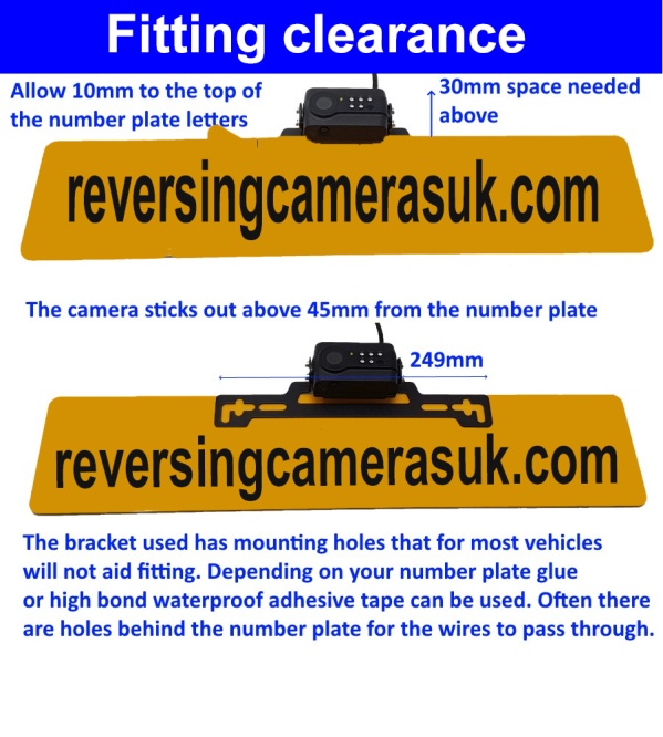 Number Plate Wireless Reversing Camera System with 7'' mirror monitor